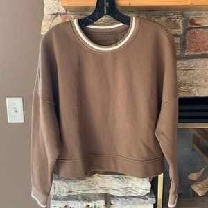 Madewell Weathered Walnut Betterterry Crop Ringer Sweatshirt - Women